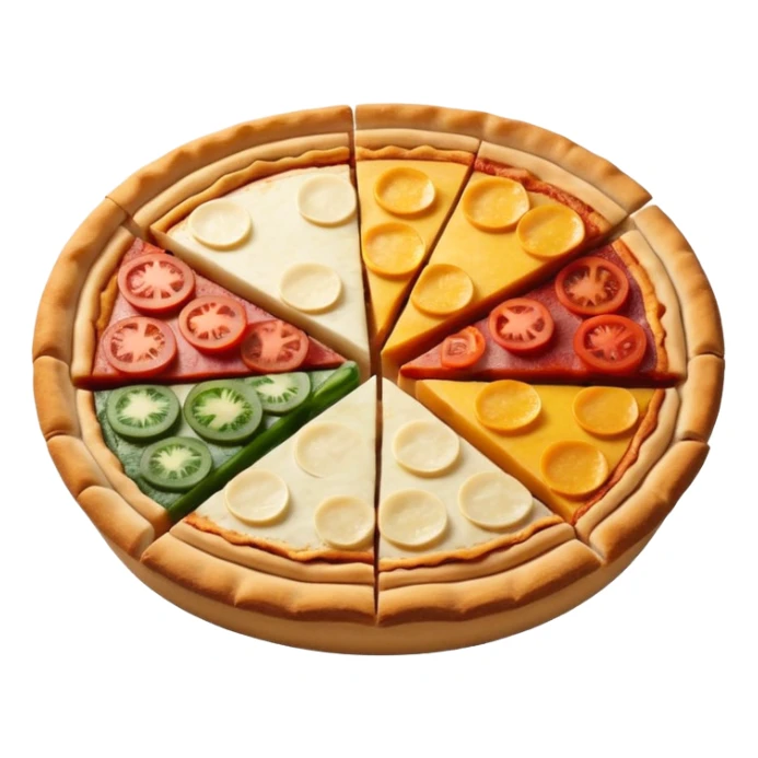 a pie chart sitting on top of a pizza  which has no other toppings sticker