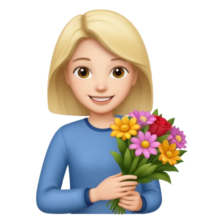 flower-holding person bouqet sticker