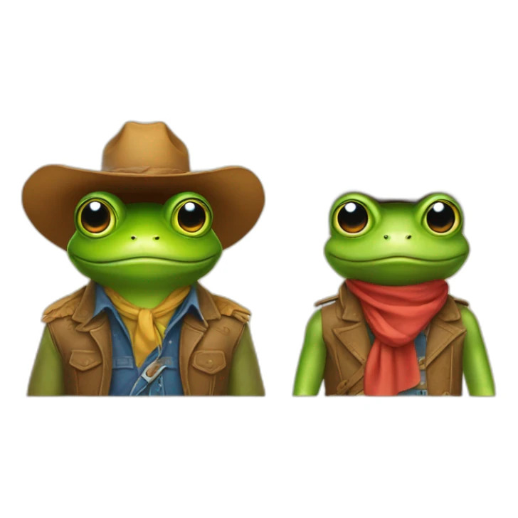 frog and goirlla and cowboy sticker