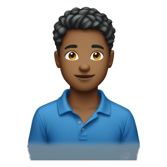 15 year old boy wearing polo blue t shirt sticker