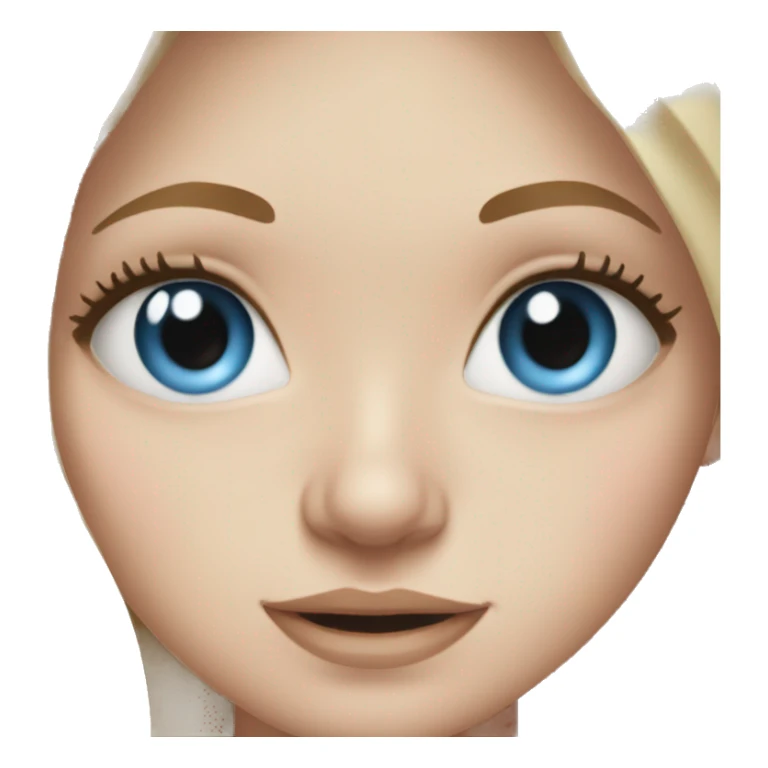 white girl applying cream on face blue eyes  long hair sticker