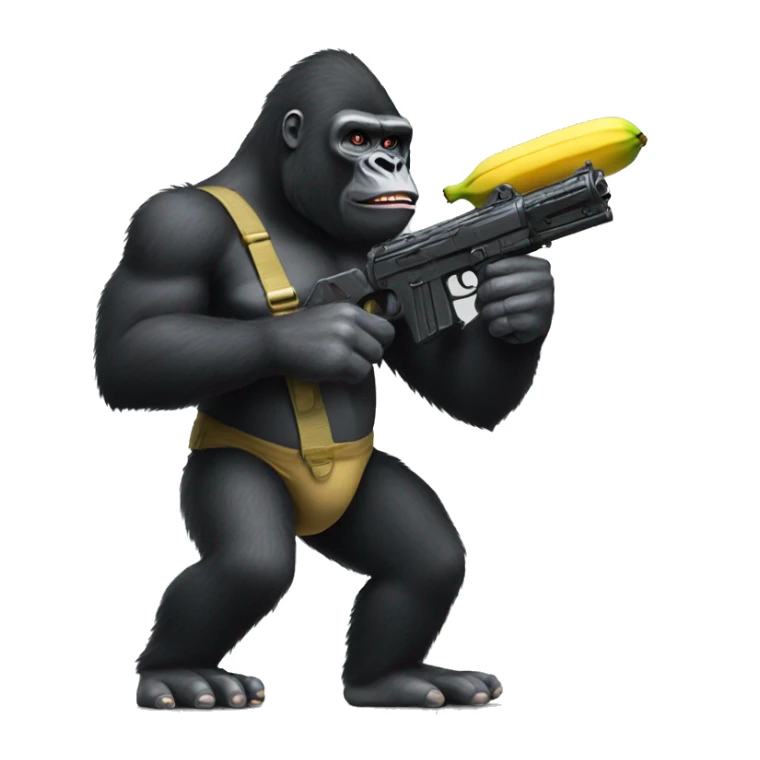 a gorilla in a war with a banana gun sticker