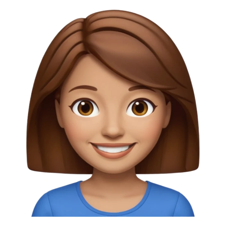 memoji style woman, brown hair sticker