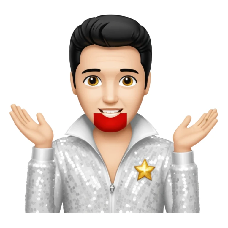 Elvis Presley with white sequin outfit sticker
