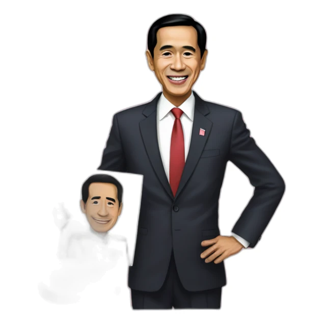 President Jokowi holding anime madoka sticker