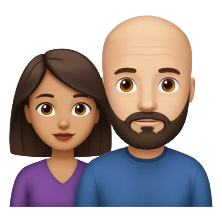 Man beard bald white woman medium hair brown latina sticker