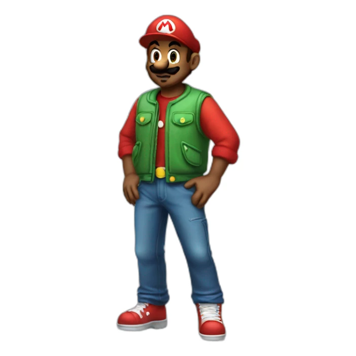 Mario with a streetwear outfit  sticker
