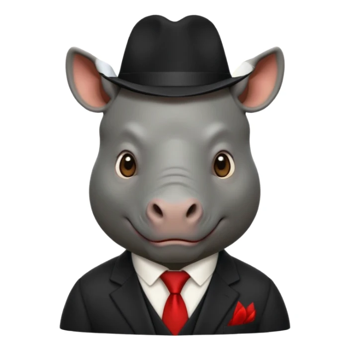 black suited rhino with fes hat sticker