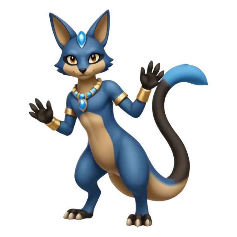 Lucario-Bastet-Fakémon-hybrid-creature (full body)  sticker