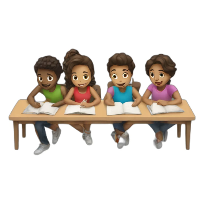 multiple friends studying sticker