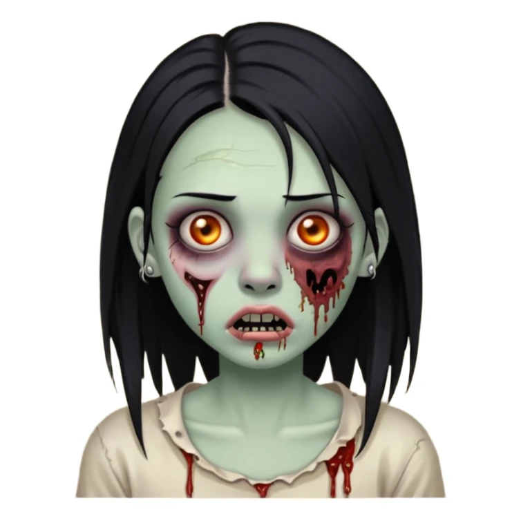Zombie girl with a septum piercing black hair sticker