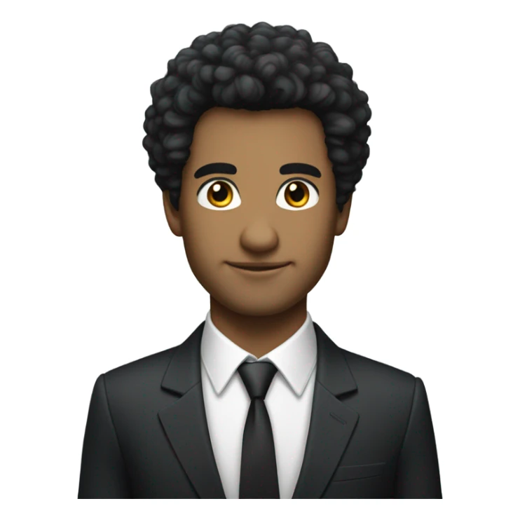 businessman black fluffy hair sticker