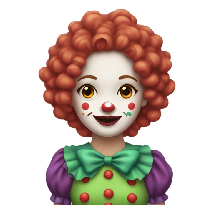 White girl with curly hair dressed as a clown sticker