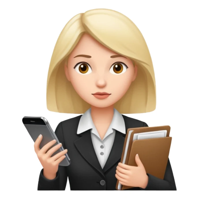 same woman but leaving documents to phone sticker