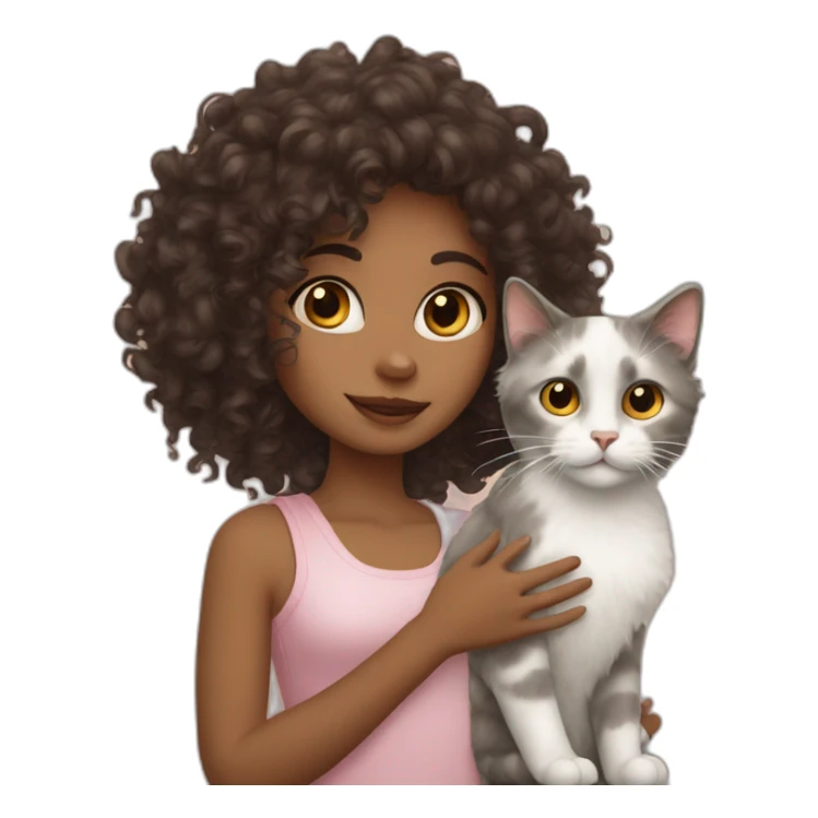 Curly girl with ragdoll cat sticker