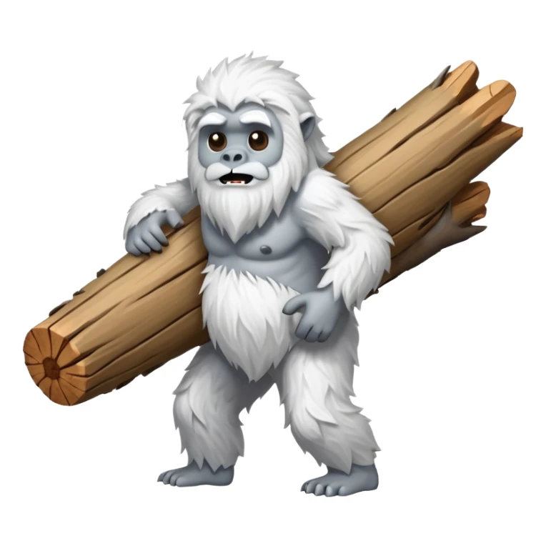 yeti, carrying a big wood sticker