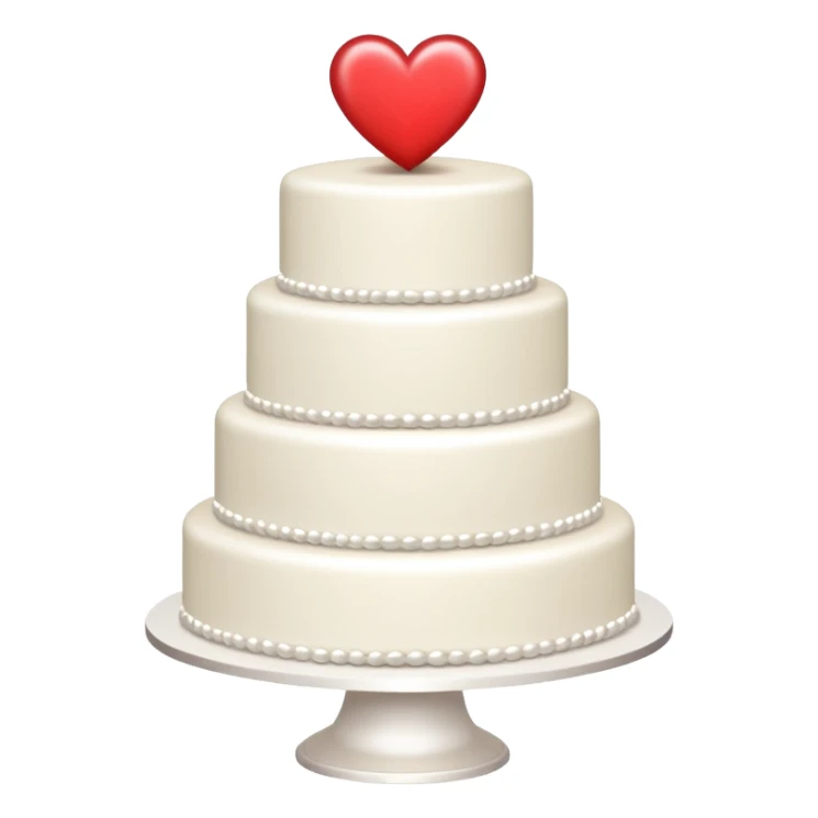 white wedding cake with two tiers and hearts and sparkle effect sticker