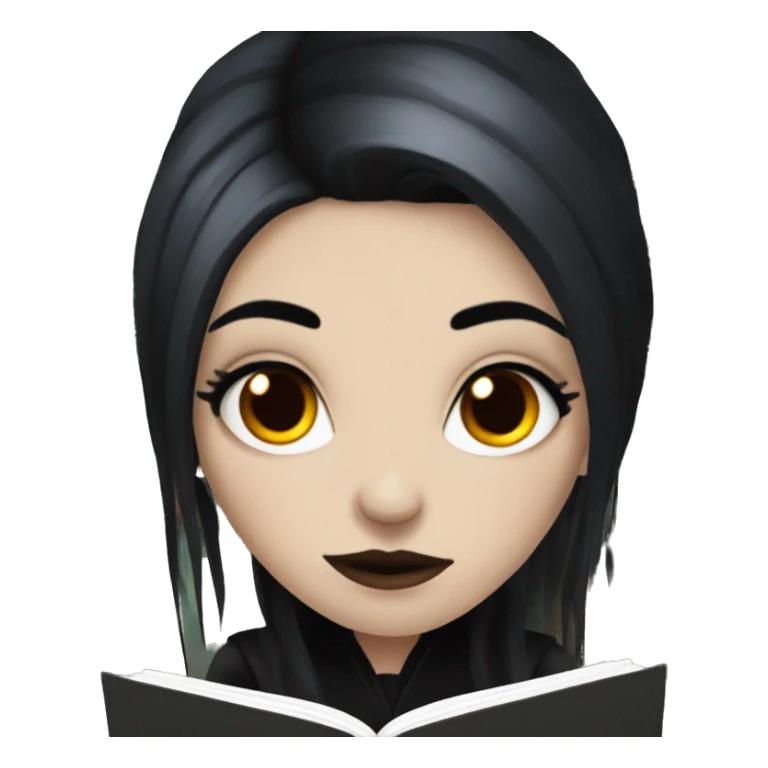 goth girl with black and red hair reading a book sticker