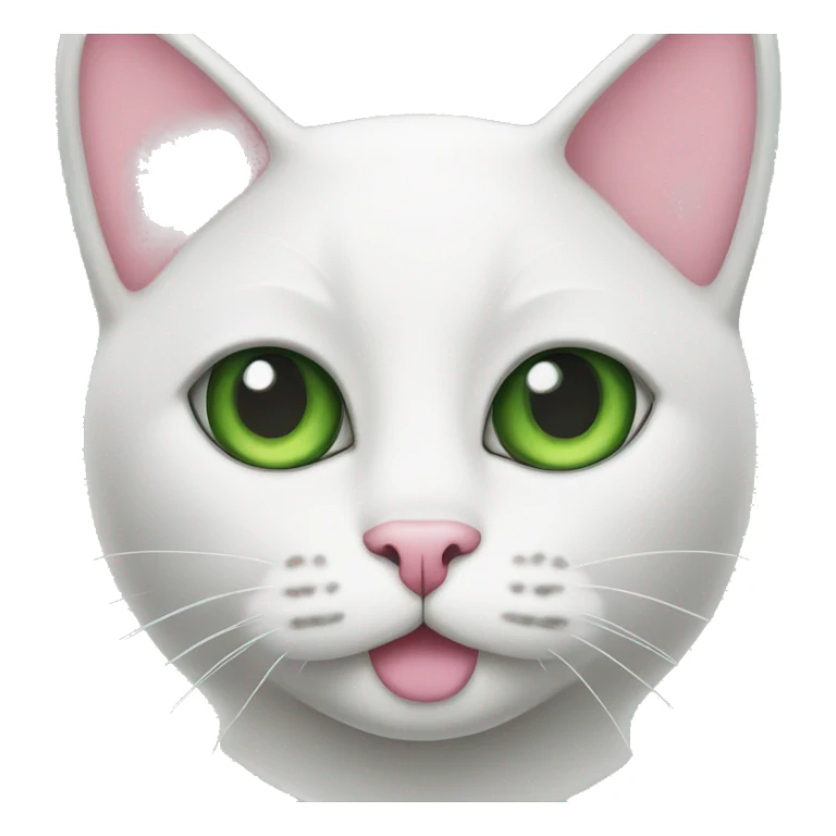 Tuxedo cat face with green eyes and pink nose sticker