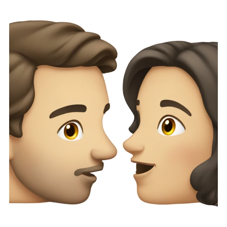 two  brunette heterosexual caucasians kissing  sticker