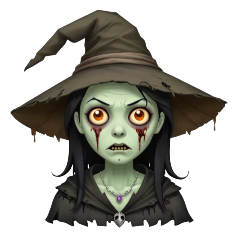 black hair zombie witch sticker