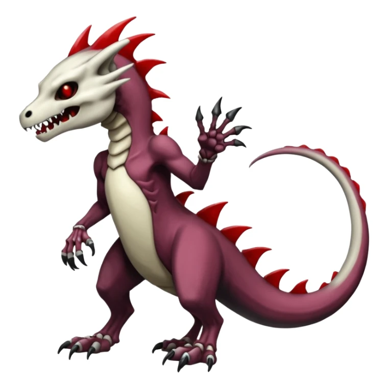 Shiny White Evil Glowing Eldritch Marowak-Salandit-Duskull-Darkdramon-fusion with bloody red markings sticker