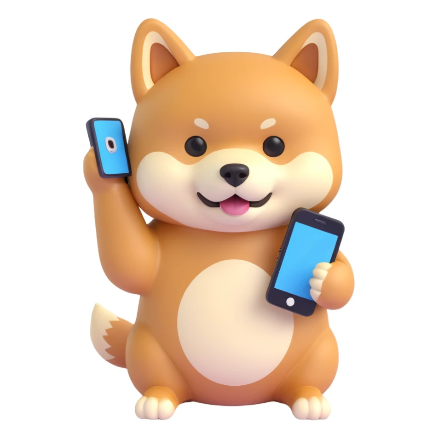 shiba inu holding a phone sticker