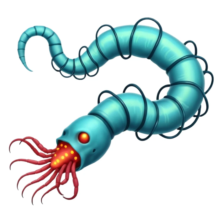 Neurax Worm, inspired by Plague Inc, sinister worm with neural appendages and glowing core sticker