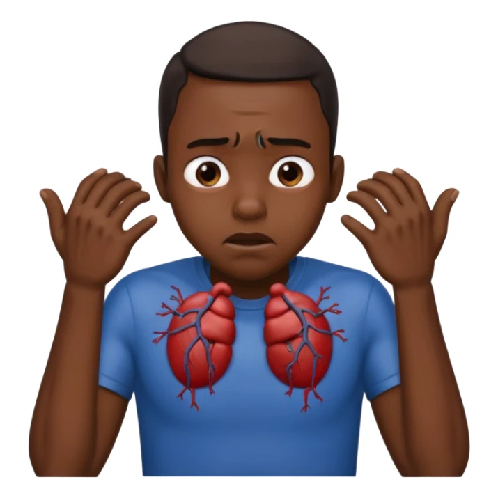 make a photo of a black man who is choking himself with his hangs sticker