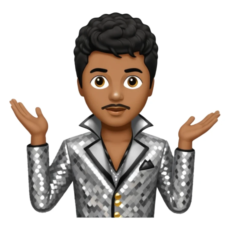 Little Richard with black hair, silver sequin outfit sticker