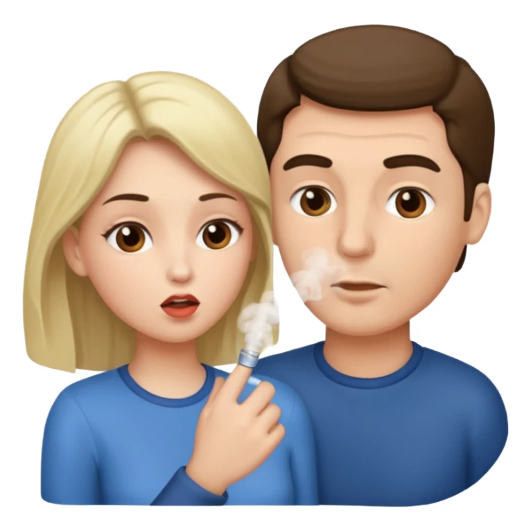 man blowing female sticker