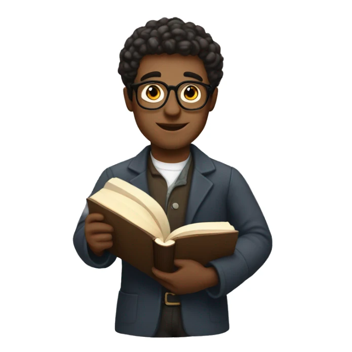 a literary curator with a book in his hands sticker