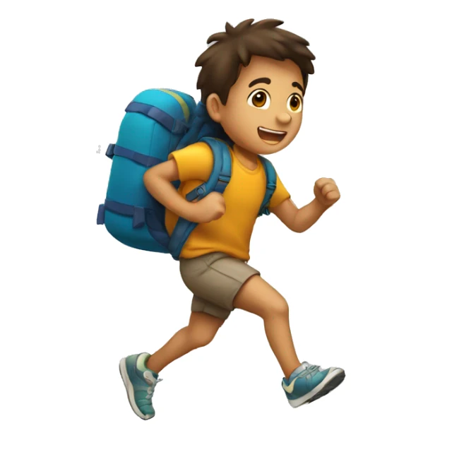 Niño corriendo con una mochila  sticker