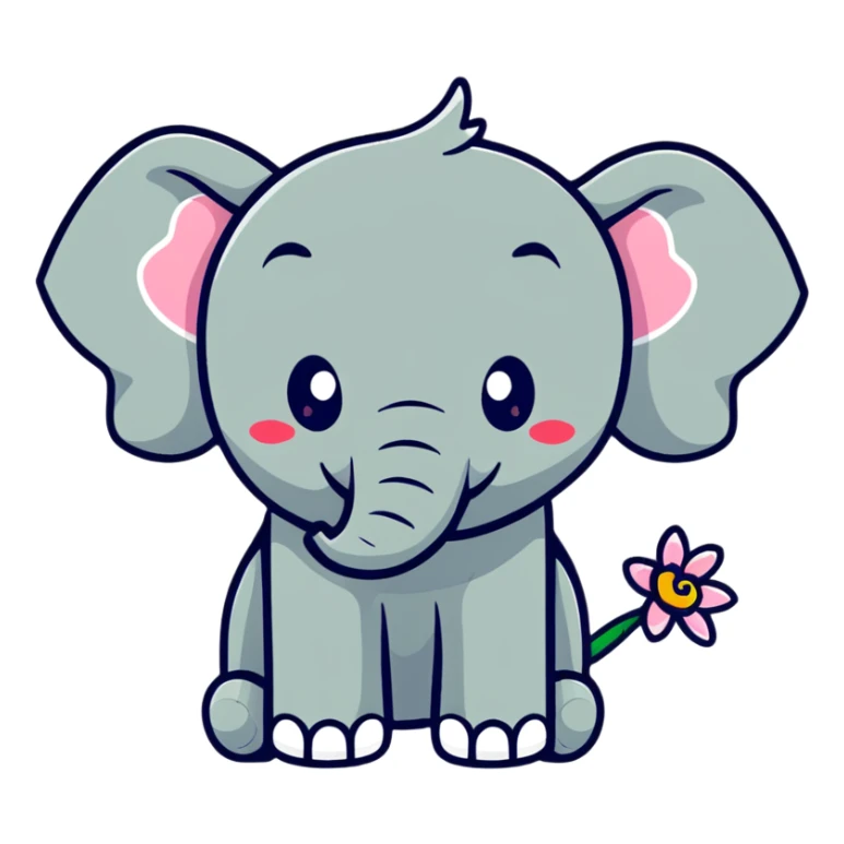 Elephant with hummingbird wings and flower trunk sticker