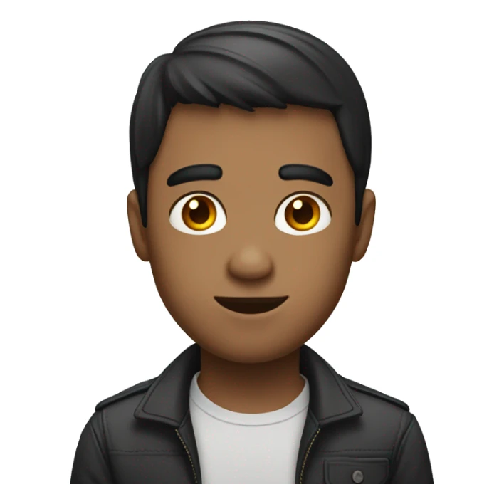 
A guy with a short dark haircut looks at the camera sticker