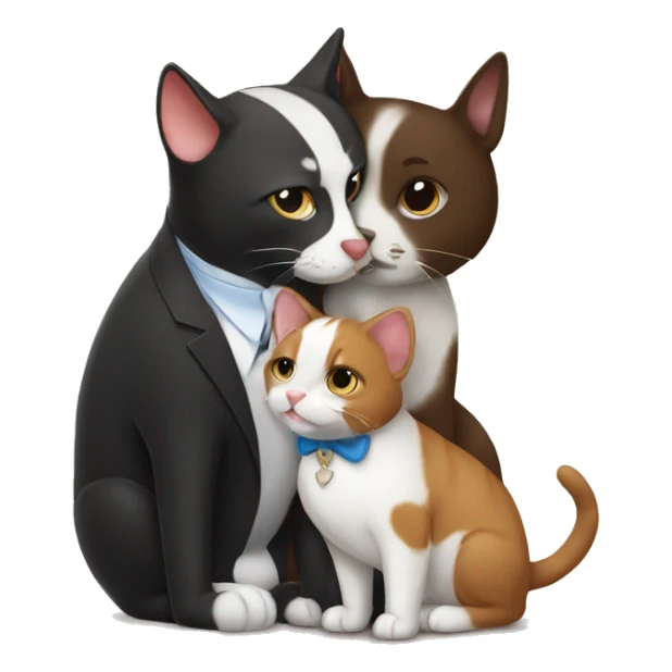 A tuxedo cat and a brown staff dog hugging  sticker