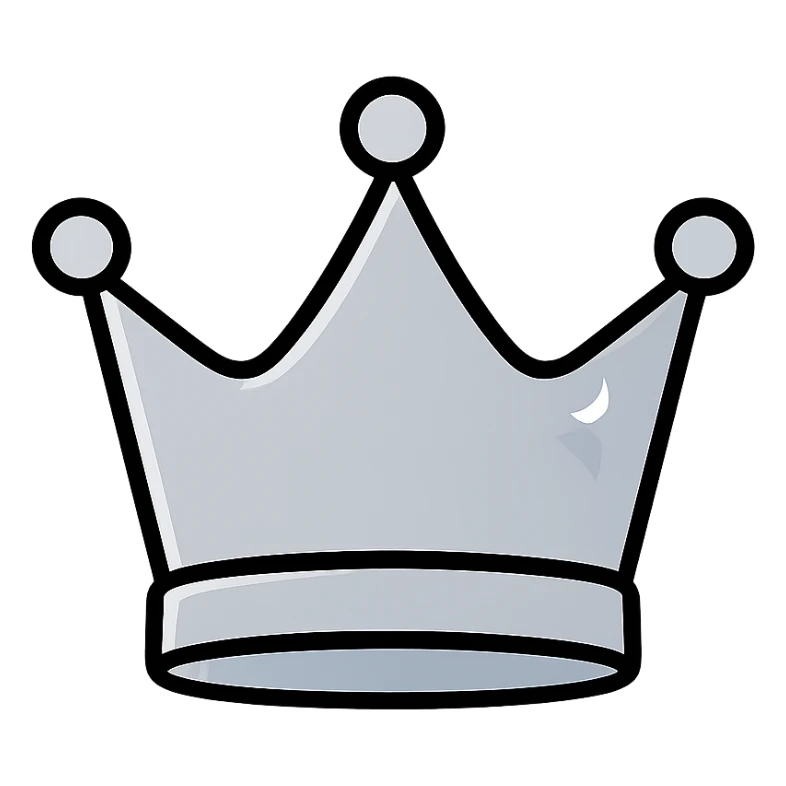 Elegant silver crown icon for VIP status, sleek contour, silver gradient, elegant shine, minimalist luxury, suitable for app subscription badge sticker