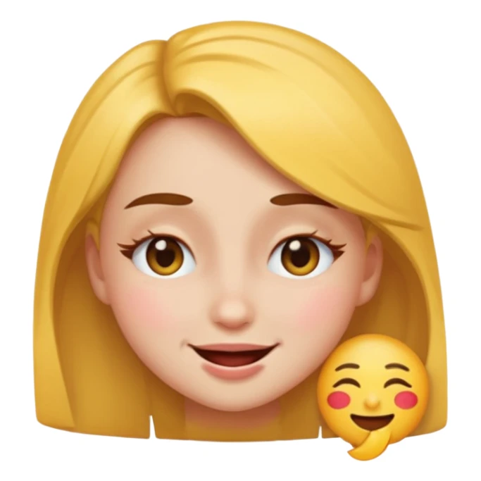 Girl winking with her left eye closed, happy face, emoji style sticker