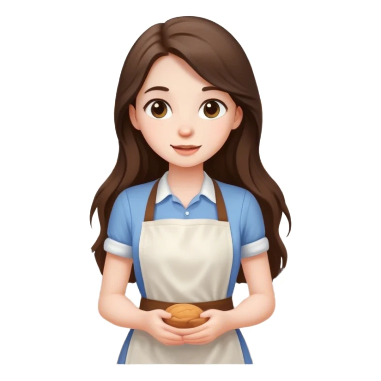beautiful pale brunette girl with long hair baking sticker