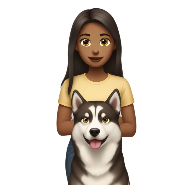 A girl Dark brown  hair next to a light dorée  Husky sticker