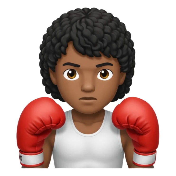 Boxer , with a curly black mullet haircut sticker
