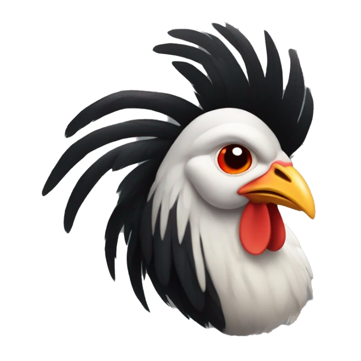 A chicken with black skin and translucent feathers, red eyes sticker