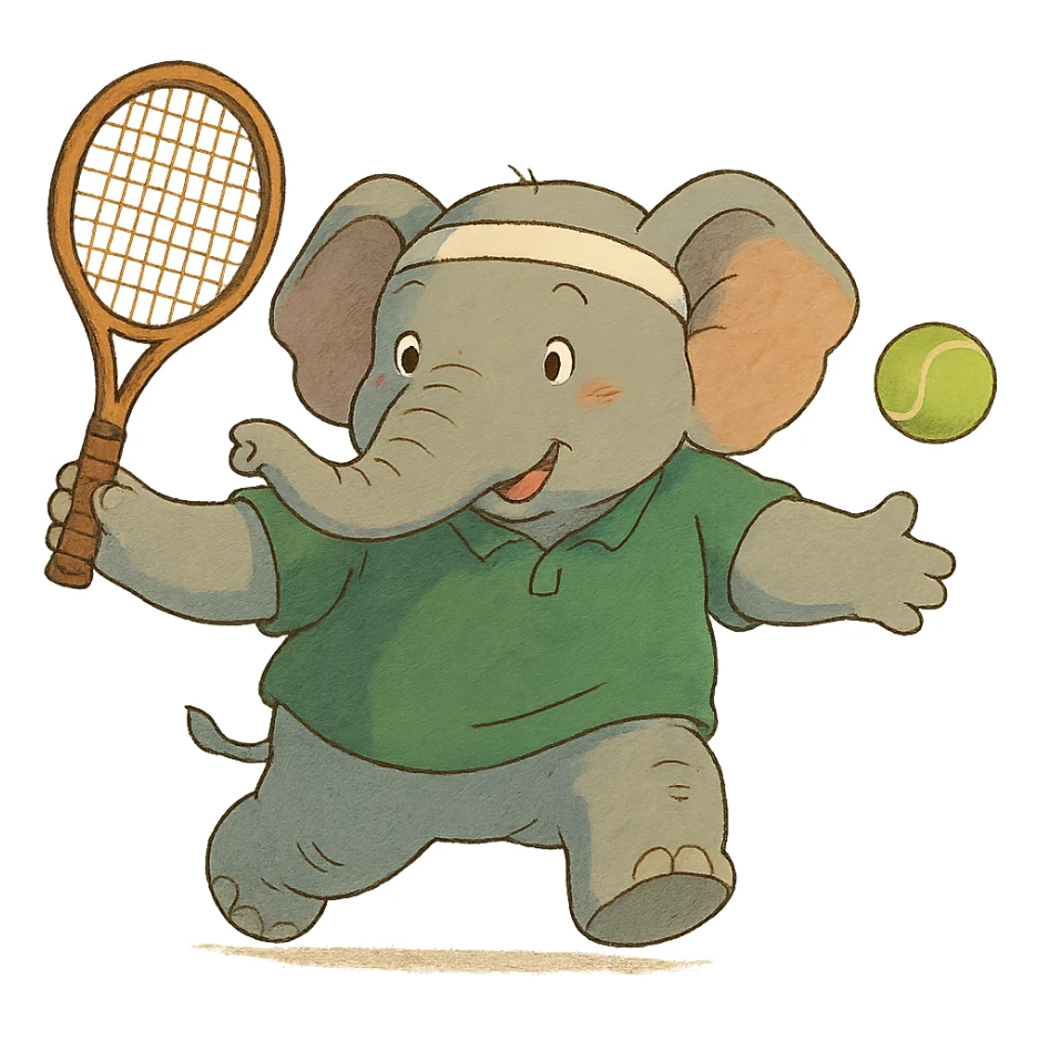 ghibli style elephant playing tennis sticker