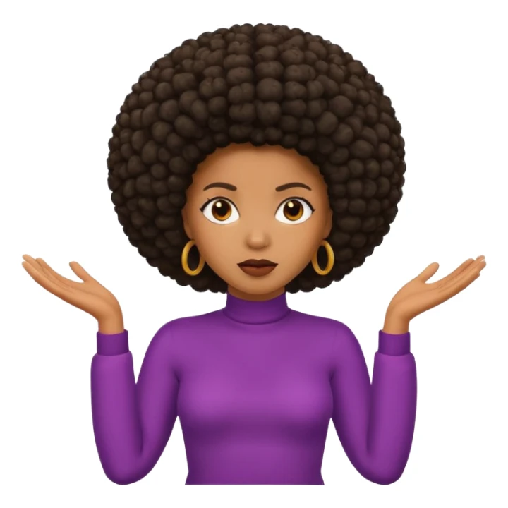 Black woman with an Afro shrugging sticker