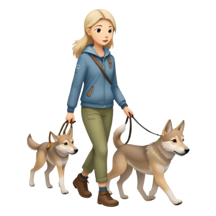 A girl walks a Czechoslovakian Wolfdog sticker