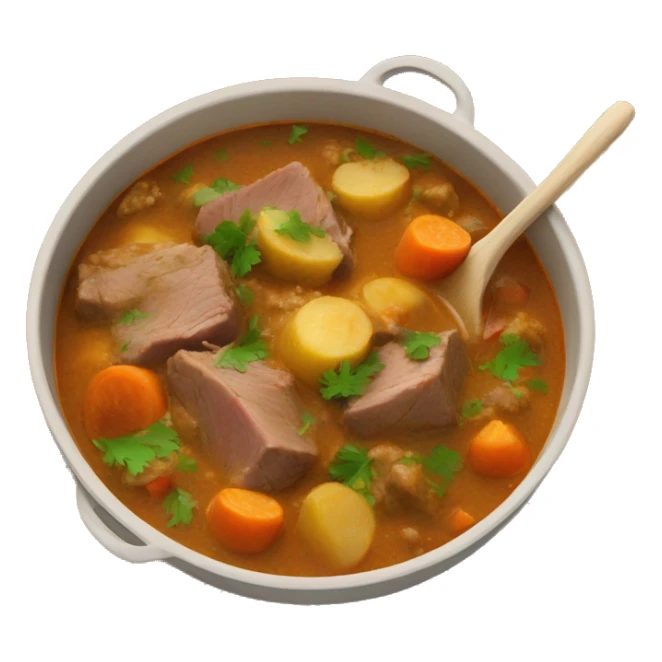 A dish of lamb stew (Pakistani stew which only has lamb, no other vegetables) beautifully, from a top. sticker