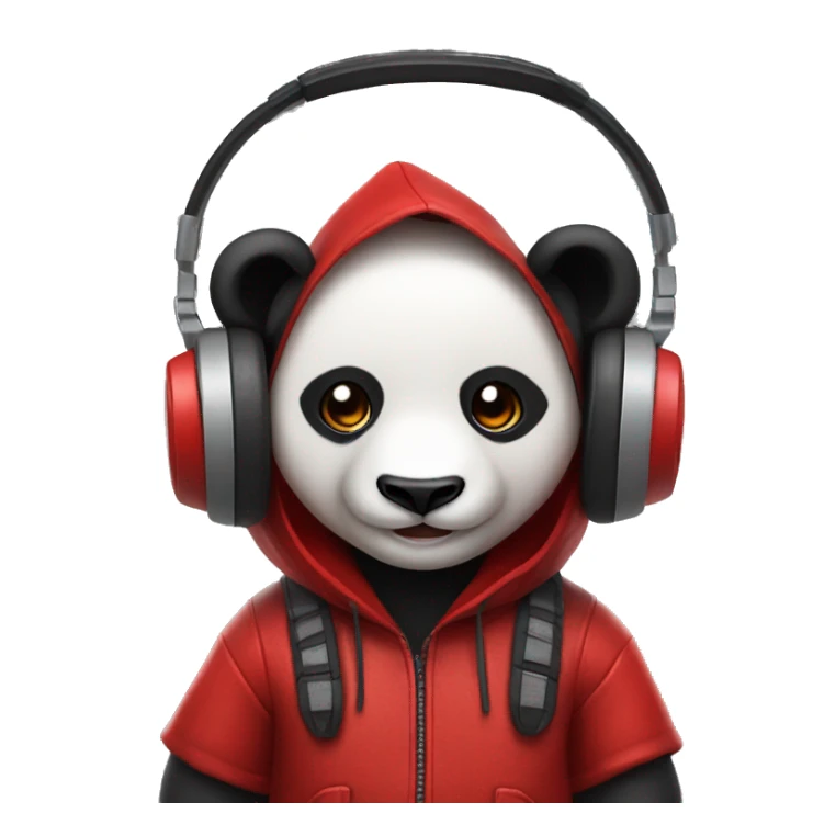 panda rockstar red outfit with headphones  sticker