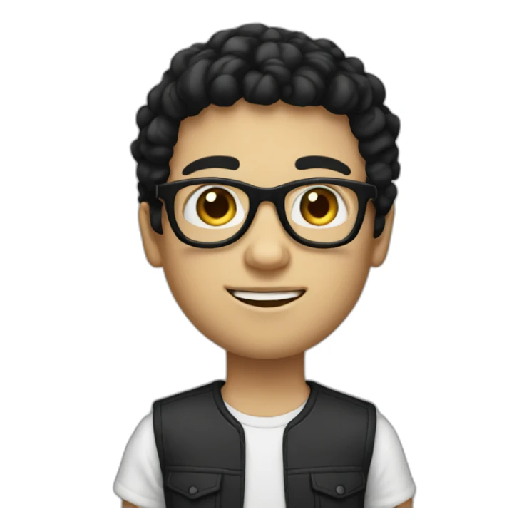 white boy with spects with black hair with full body sticker