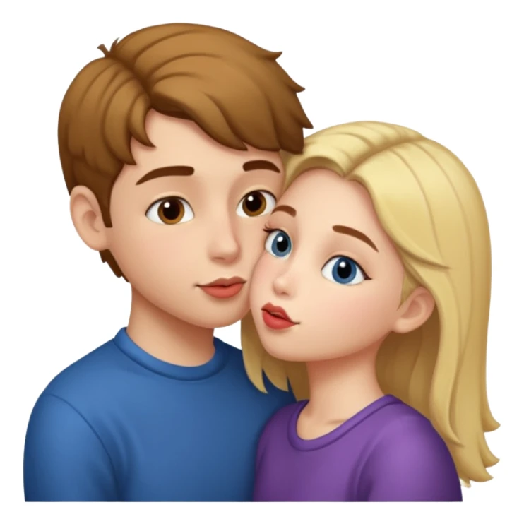 o boy kissing a girl on her cheek sticker