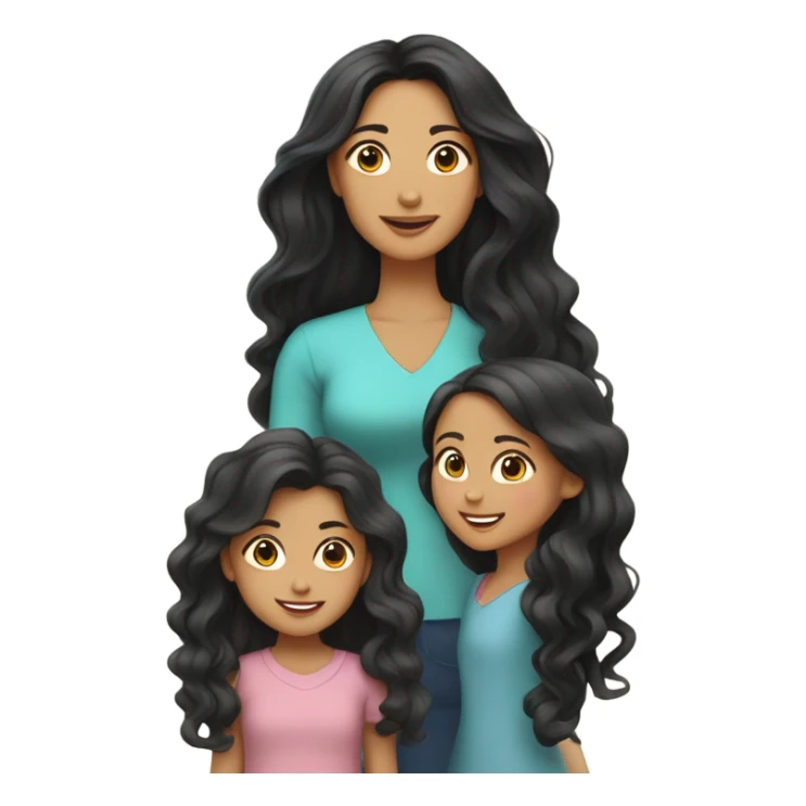 Mom vietnamese and 3 daughers long hair  sticker
